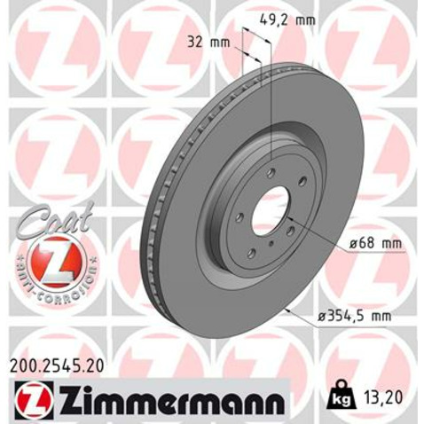 Tarcza hamulcowa ZIMMERMANN 200.2545.20