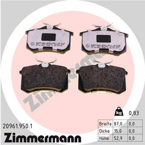 Klocki hamulcowe - komplet ZIMMERMANN 20961.950.1