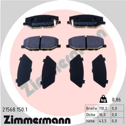 Klocki hamulcowe - komplet ZIMMERMANN 21568.150.1