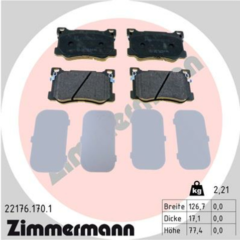 Klocki hamulcowe - komplet ZIMMERMANN 22176.170.1