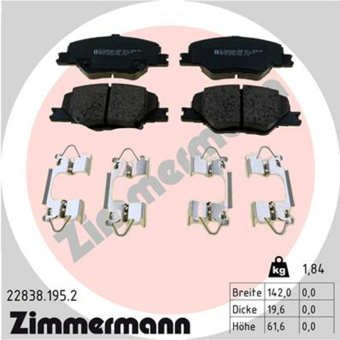 Klocki hamulcowe - komplet ZIMMERMANN 22838.195.2