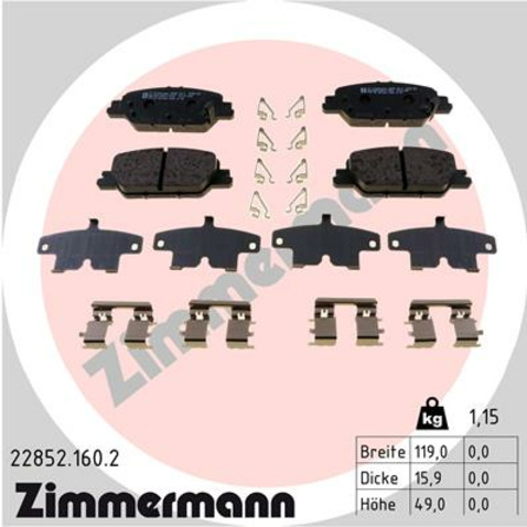 Klocki hamulcowe - komplet ZIMMERMANN 22852.160.2