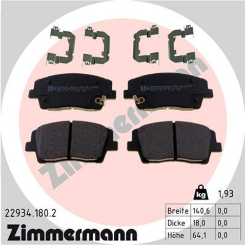 Klocki hamulcowe - komplet ZIMMERMANN 22934.180.2
