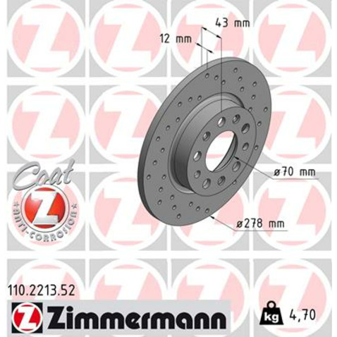 Tarcza hamulcowa ZIMMERMANN 110.2213.52
