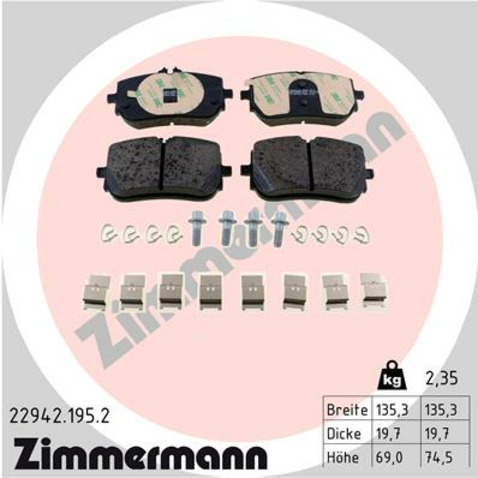 Klocki hamulcowe - komplet ZIMMERMANN 22942.195.2
