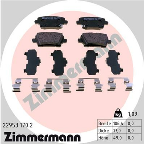 Klocki hamulcowe - komplet ZIMMERMANN 22953.170.2