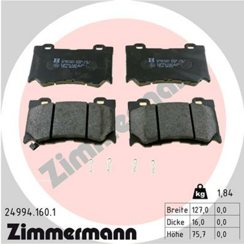 Klocki hamulcowe - komplet ZIMMERMANN 24994.160.1