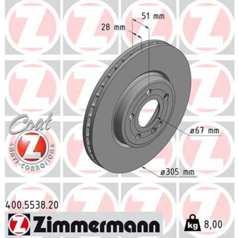 Tarcza hamulcowa ZIMMERMANN 400.5538.20