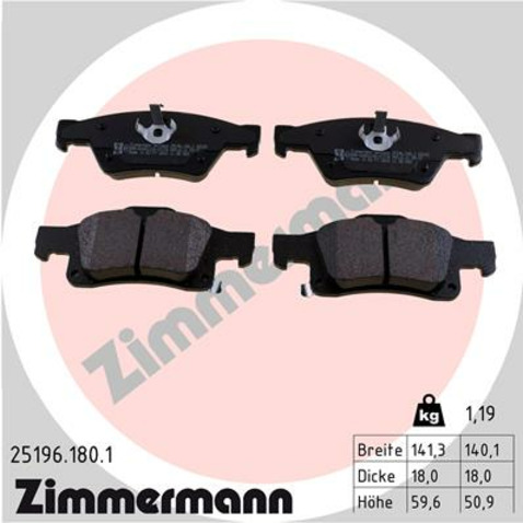 Klocki hamulcowe - komplet ZIMMERMANN 25196.180.1