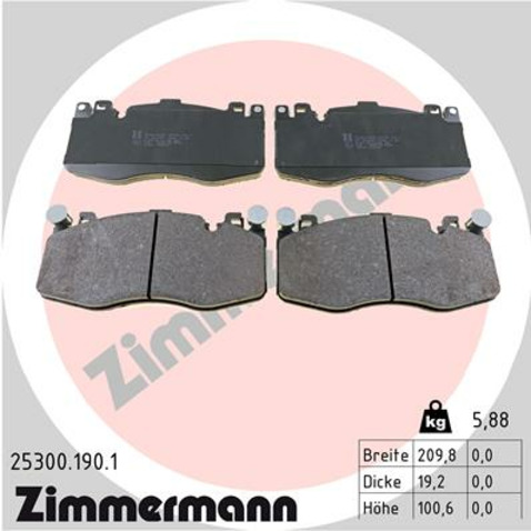 Klocki hamulcowe - komplet ZIMMERMANN 25300.190.1