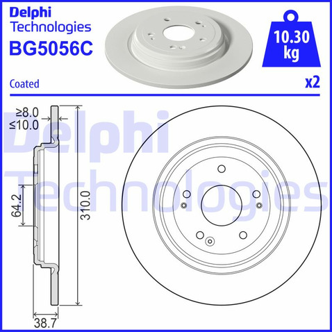 Tarcza hamulcowa DELPHI BG5056C