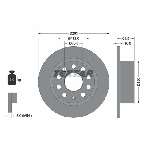 Tarcza hamulcowa TEXTAR 92306603