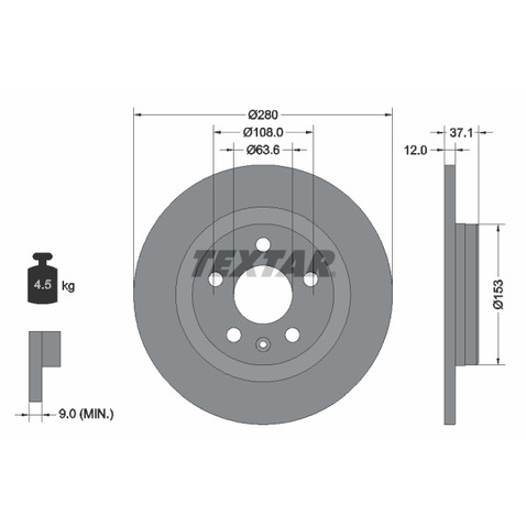 Tarcza hamulcowa TEXTAR 92323803