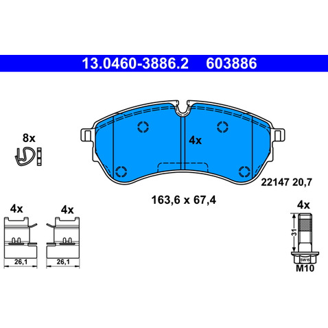 Klocki hamulcowe - komplet ATE 13.0460-3886.2
