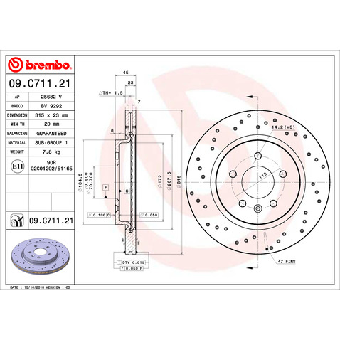 Tarcza hamulcowa BREMBO 09.C711.21