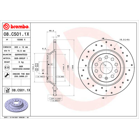 Tarcza hamulcowa BREMBO 08.C501.1X