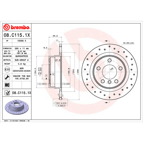 Tarcza hamulcowa BREMBO 08.C115.1X