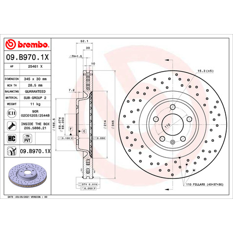 Tarcza hamulcowa BREMBO 09.B970.1X