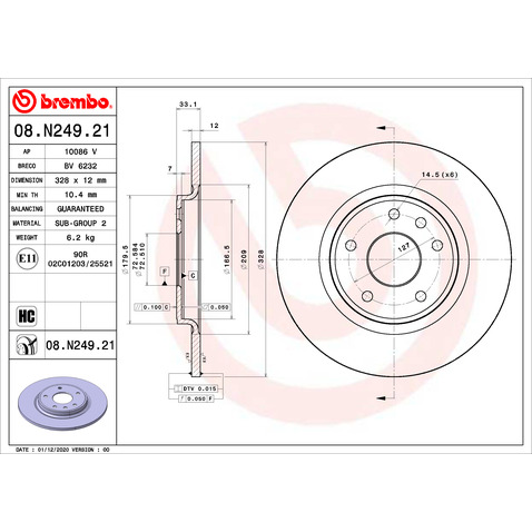 Tarcza hamulcowa BREMBO 08.N249.21