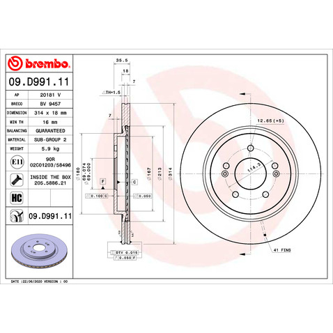 Tarcza hamulcowa BREMBO 09.D991.11