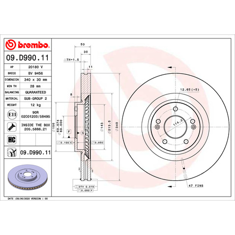 Tarcza hamulcowa BREMBO 09.D990.11