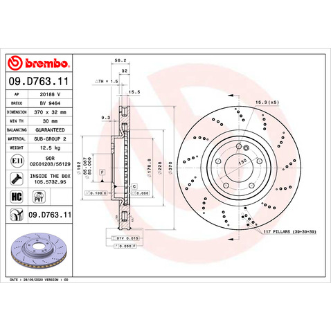 Tarcza hamulcowa BREMBO 09.D763.11