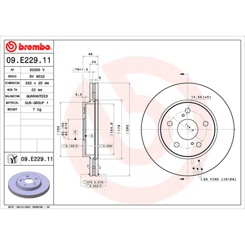 Tarcza hamulcowa BREMBO 09.E229.11