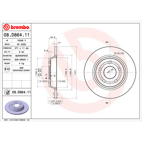 Tarcza hamulcowa BREMBO 08.D864.11
