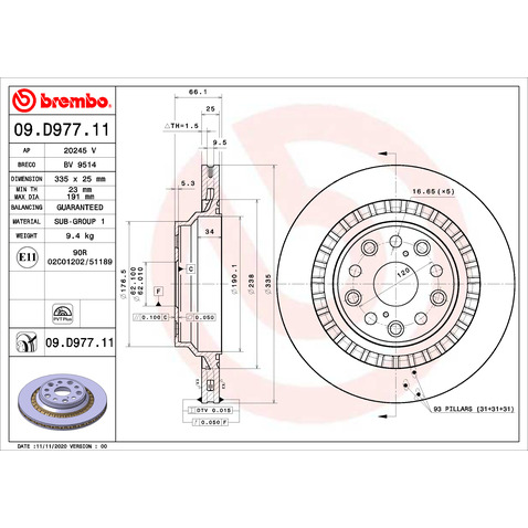 Tarcza hamulcowa BREMBO 09.D977.11