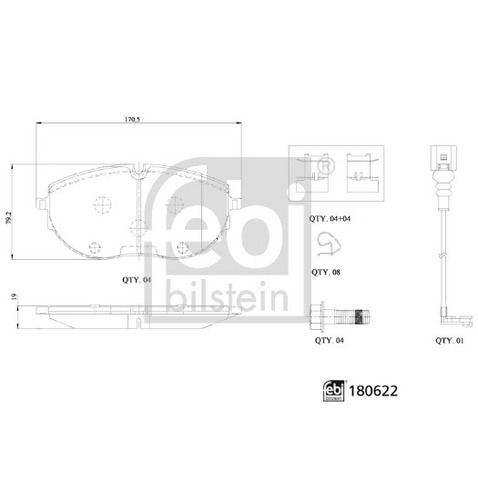 Klocki hamulcowe - komplet FEBI BILSTEIN 180622