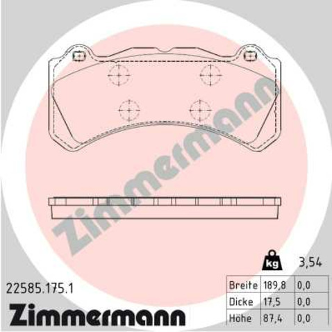 Klocki hamulcowe - komplet ZIMMERMANN 22585.175.1