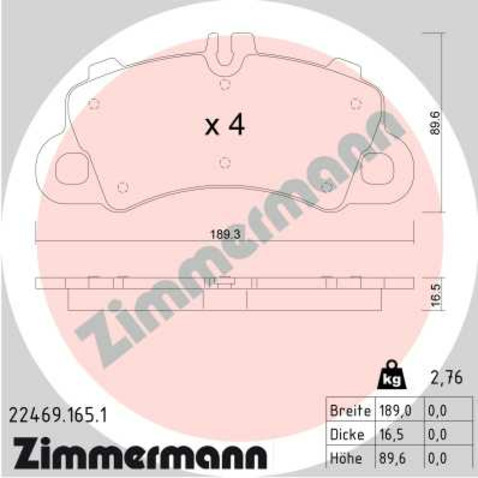 top Klocki hamulcowe - komplet ZIMMERMANN 22469.165.1