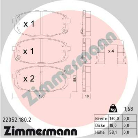 Klocki hamulcowe - komplet ZIMMERMANN 22052.180.2