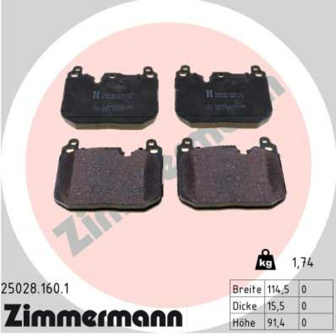 Klocki hamulcowe - komplet ZIMMERMANN 25028.160.1