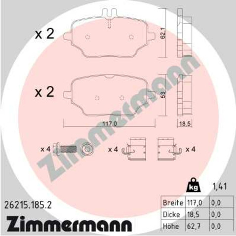 Klocki hamulcowe - komplet ZIMMERMANN 26215.185.2