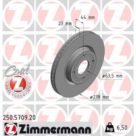 Tarcza hamulcowa ZIMMERMANN 250.5709.20