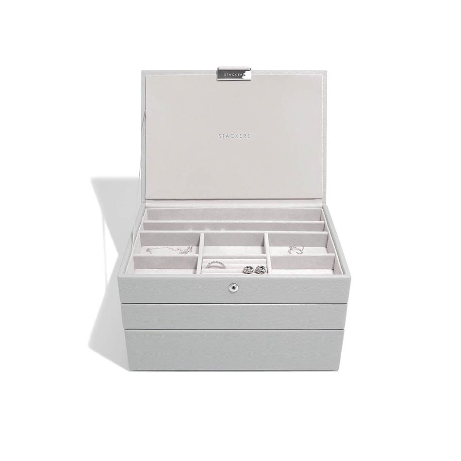 Pudełko na biżuterię potrójne (jasnoszare) Classic Stackers
