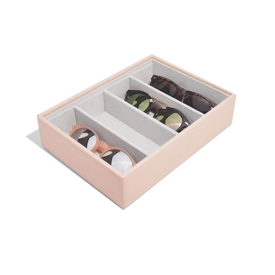 Stackers Pudełko na okulary 4 komorowe classic  jasnoróżowe