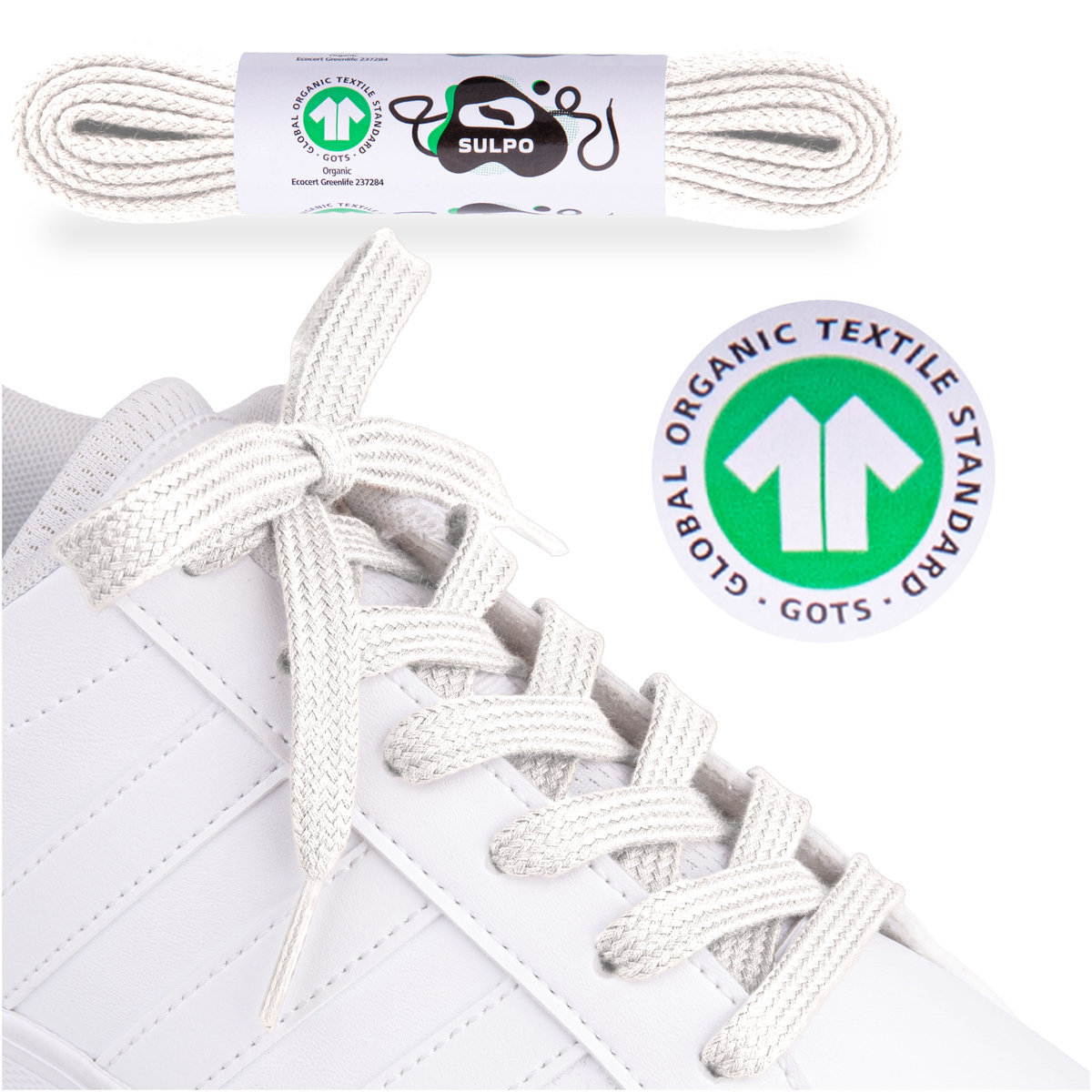 Sznurówki GOTS Sznurówki z organicznej bawełny GOTS 90cm płaskie