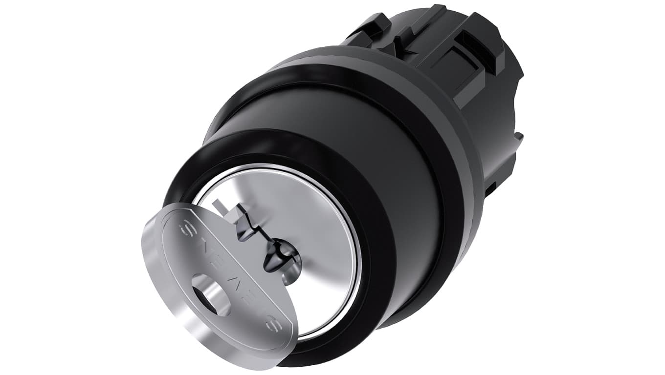 Siemens Przełącznik z kluczem ronis 22mm okrągły tworzywo nr zamka 455 z 2 kluczami 2 poz 3SU1000-4CF11-0AA0 3SU1000-4CF11-0AA0