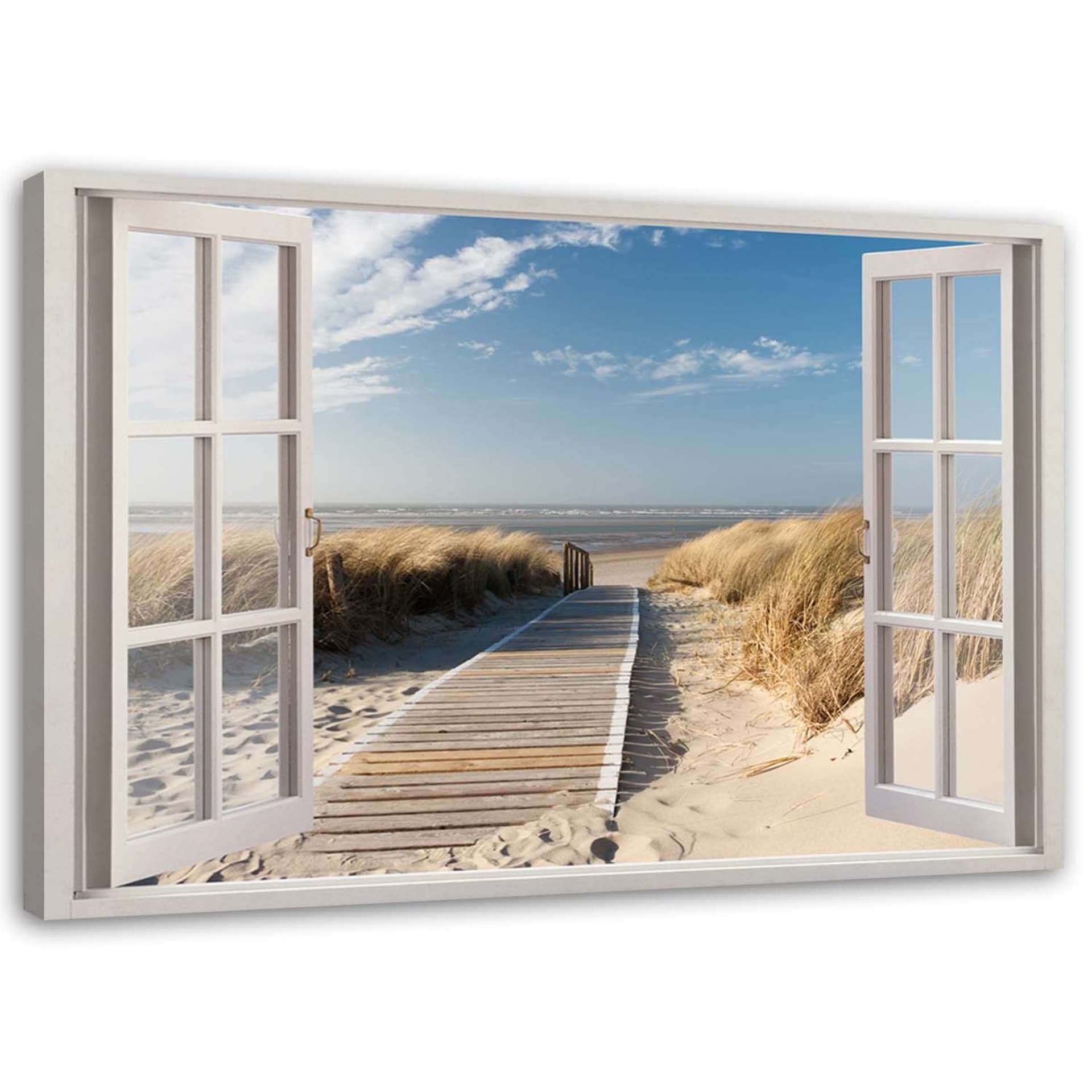 Obraz na płótnie, Okno kładka na plażę (Rozmiar 120x80)