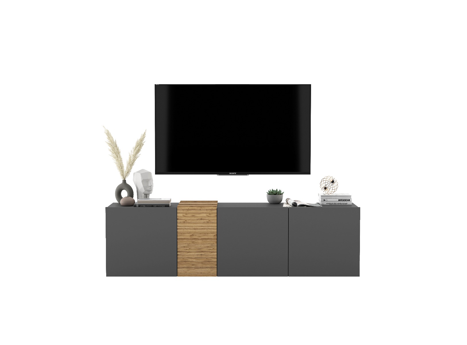 Szafka RTV NAVA 1 160 grafit mat/dąb artisan