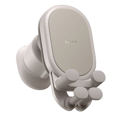 Uchwyt grawitacyjny na kratkę Baseus z ładowarką indukcyjną 15W (beżowy)
