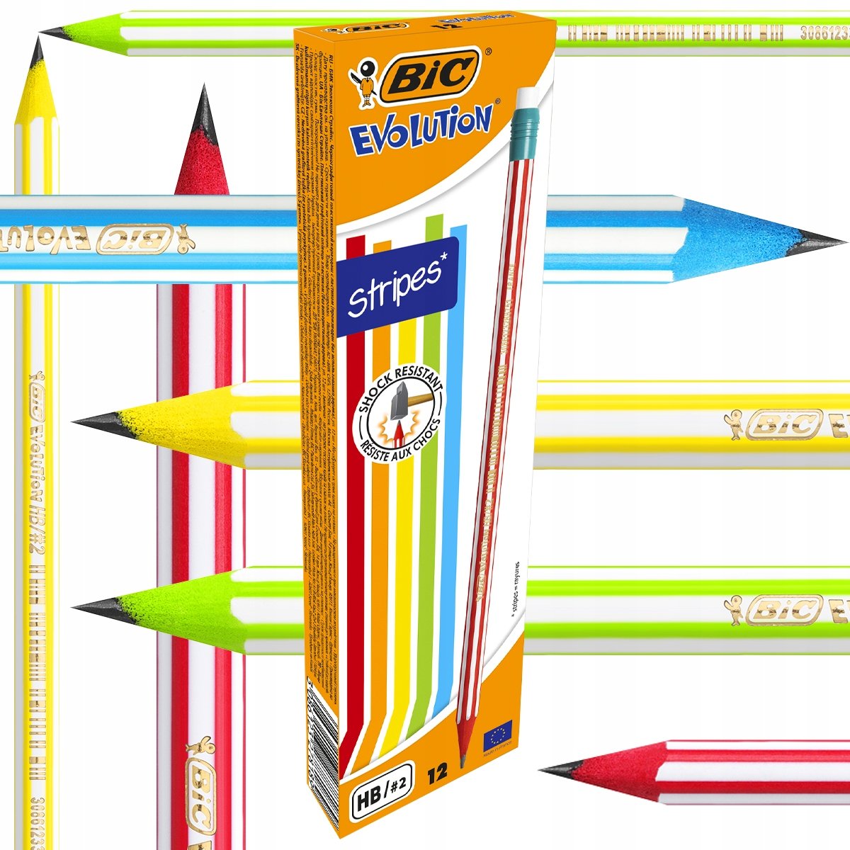 Bic Ołówek z gumką Evolution STRIPES HB (różne kolory obudowy) 9195