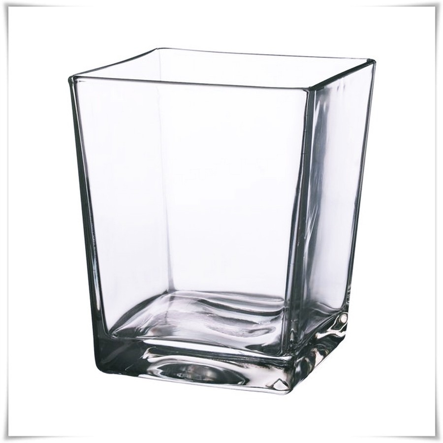 Wazon szklany prostokątny H-17 cm 14x14 cm / grube szkło