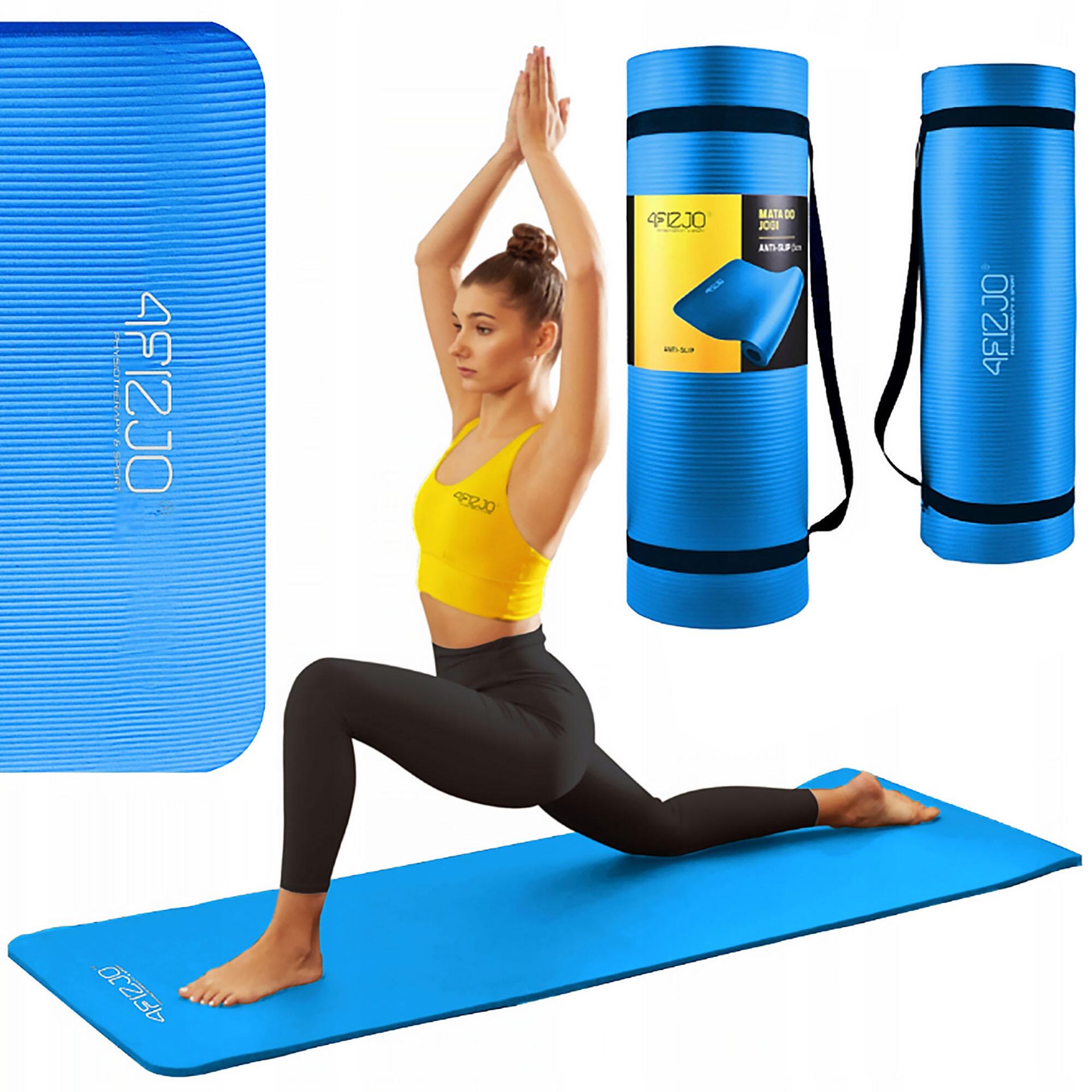 Gruba Mata Do Ćwiczeń Joga Fitness 1,5CM Niebieska