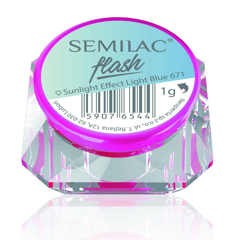 Semilac Flash Sunlight Effect, pyłek do paznokci zmieniający kolor, 1g, 671 Light Blue