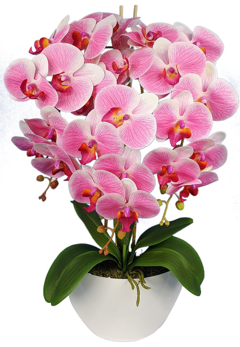 Storczyk Sztuczny Kwiaty Orchidea 3Pgr Guma Jak Żywy, różowy