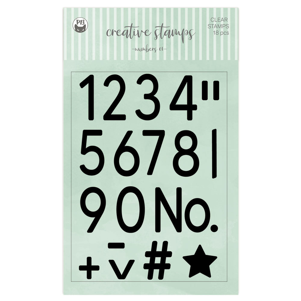 Zestaw stempli Cyfry 01 A6, 18szt.