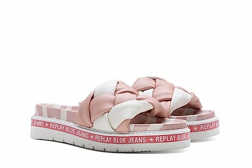 Replay Kapcie damskie Muddy Braid S, 077 White Pink, 38 EU